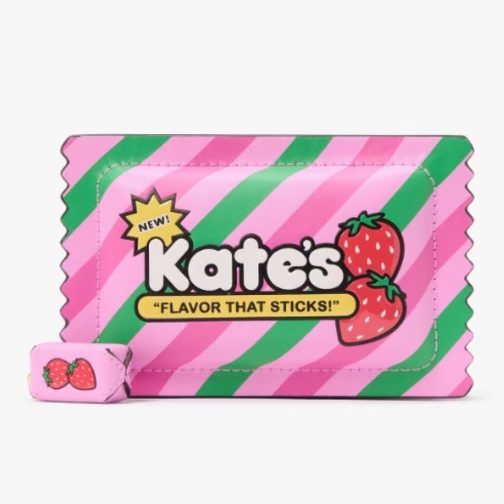 NWT! Kate Spade Pink and Green Striped Squishy Soft Wristlet Bag